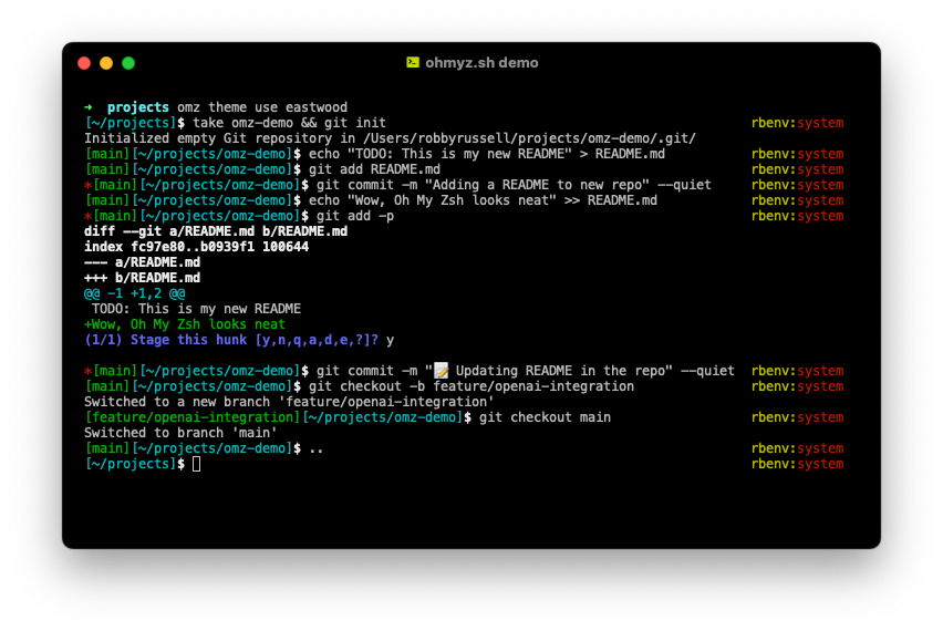 Oh My Zsh theme: eastwood